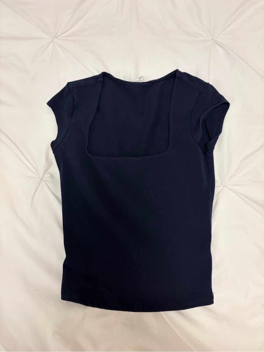 Garage Navy Square-Neck Short Sleeve Top
